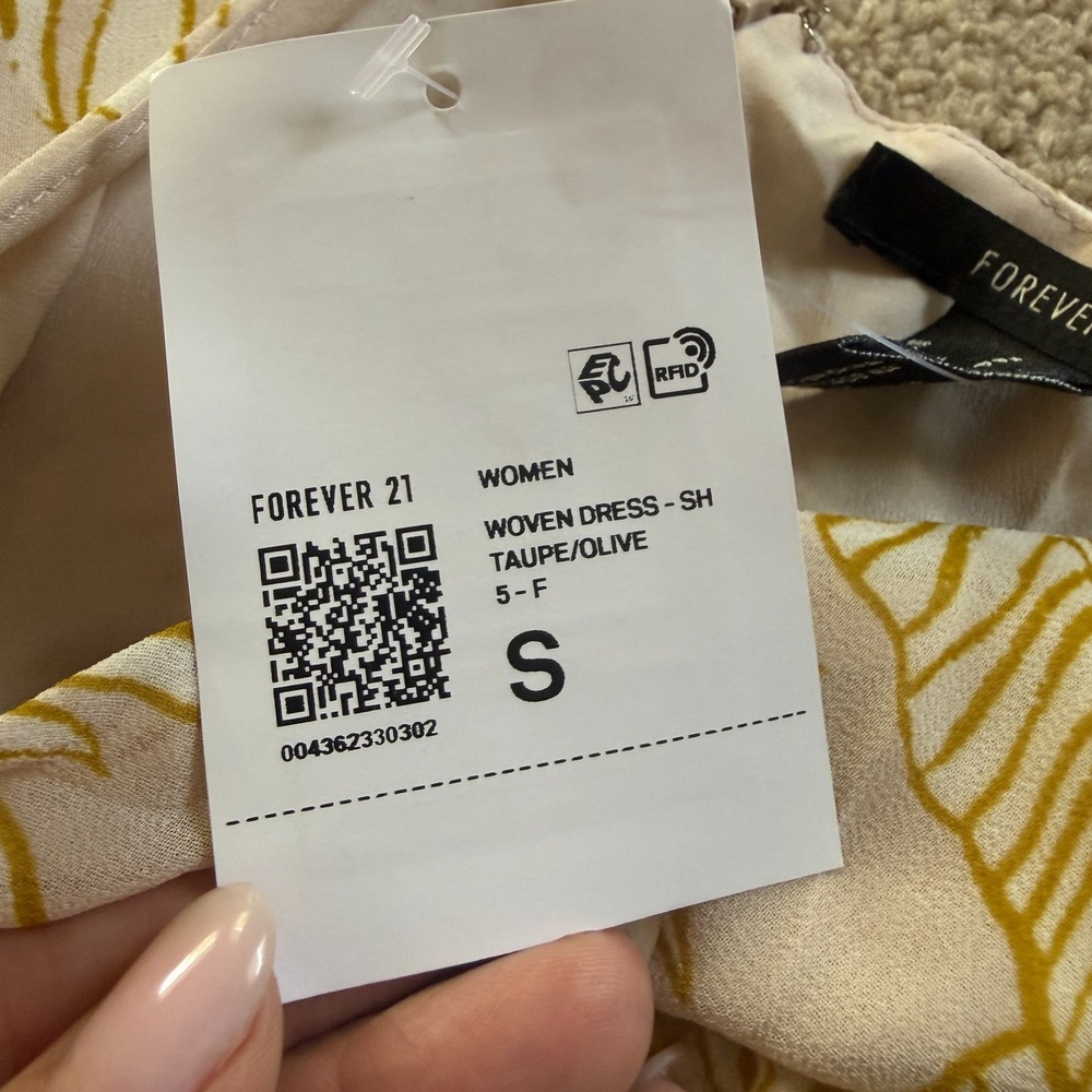 Forever 21 Tropical Leaf Cami Top Dress Small Taupe Fit & Flare Y2K Summer NWT - Picture 9 of 11